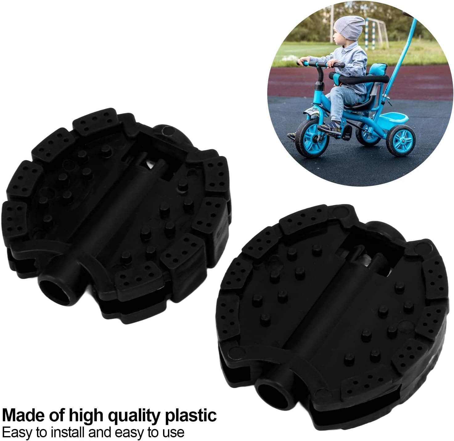 Kids Pedals, 2 Pieces Plastic Childrens Tricycle Pedal, Black Child Baby Stroller Front Wheel Mat Footrest Foot Pedal for Children's Trikes or Bikes - Image 5