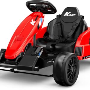 24V Electric Go Kart, Kids Drift Kart with Dual 85W Motors, 11.2 MPH & 60+ Min Ride Time, Adjustable Seat & 5-Point Seat Belt for Ages 6-12, 150 LBS Max Load (Red)