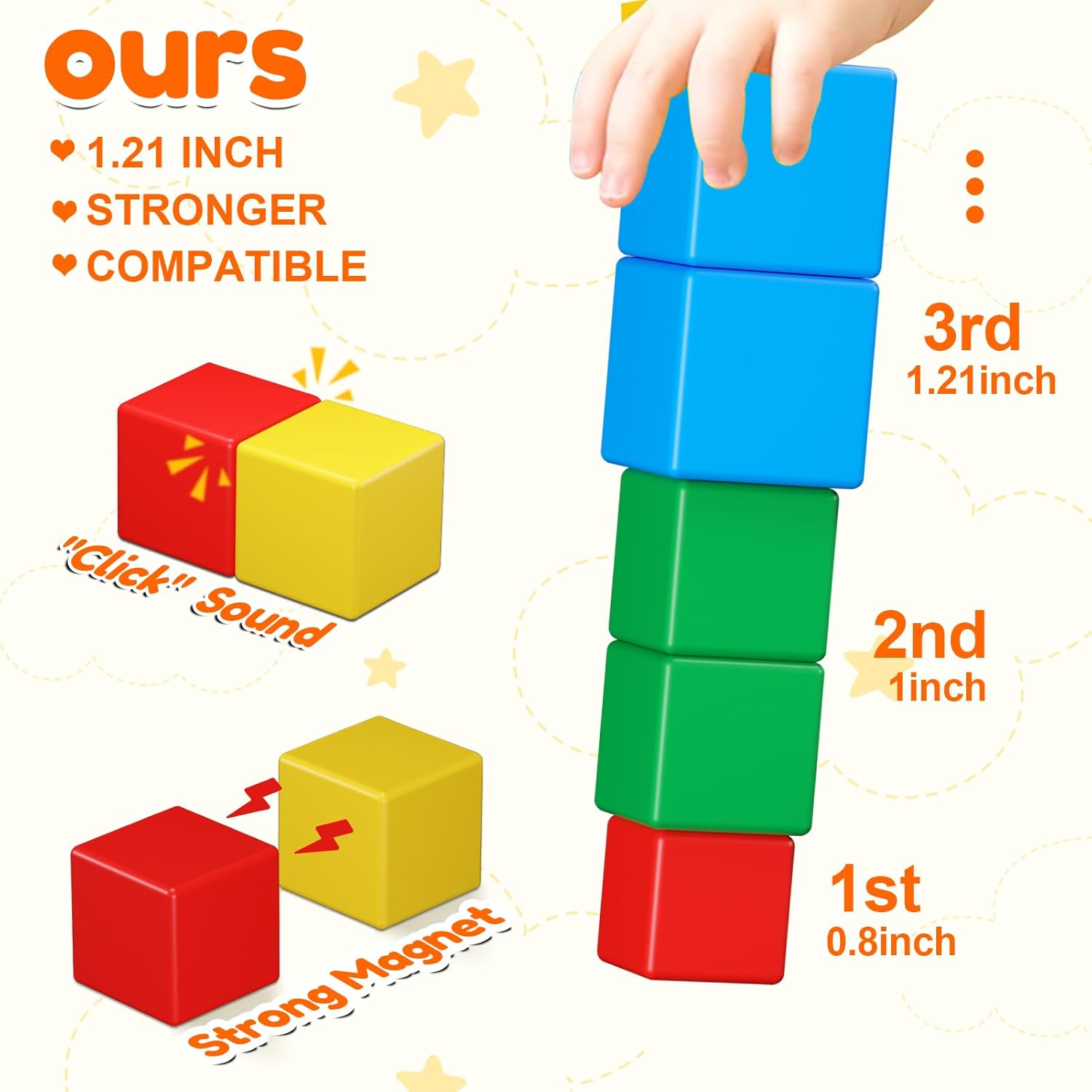 Magnetic Blocks,32PCS Magnetic Building Blocks for Toddlers Age 3-5 Magnet Cubes Toys STEM Educational Sensory Montessori Toys 1-3 Christmas Birthday Gifts for Kids Ages 3 4 5 6 Year Old Boys Girls - Image 2