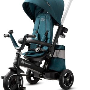 Kinderkraft EASYTWIST Trycicle for Kids Toddlers, Trike 5-in-1, Swivel seat 360° Rotation, Waterproof Material with UPF50+ Filter, Adjustable Parent Handle, Green