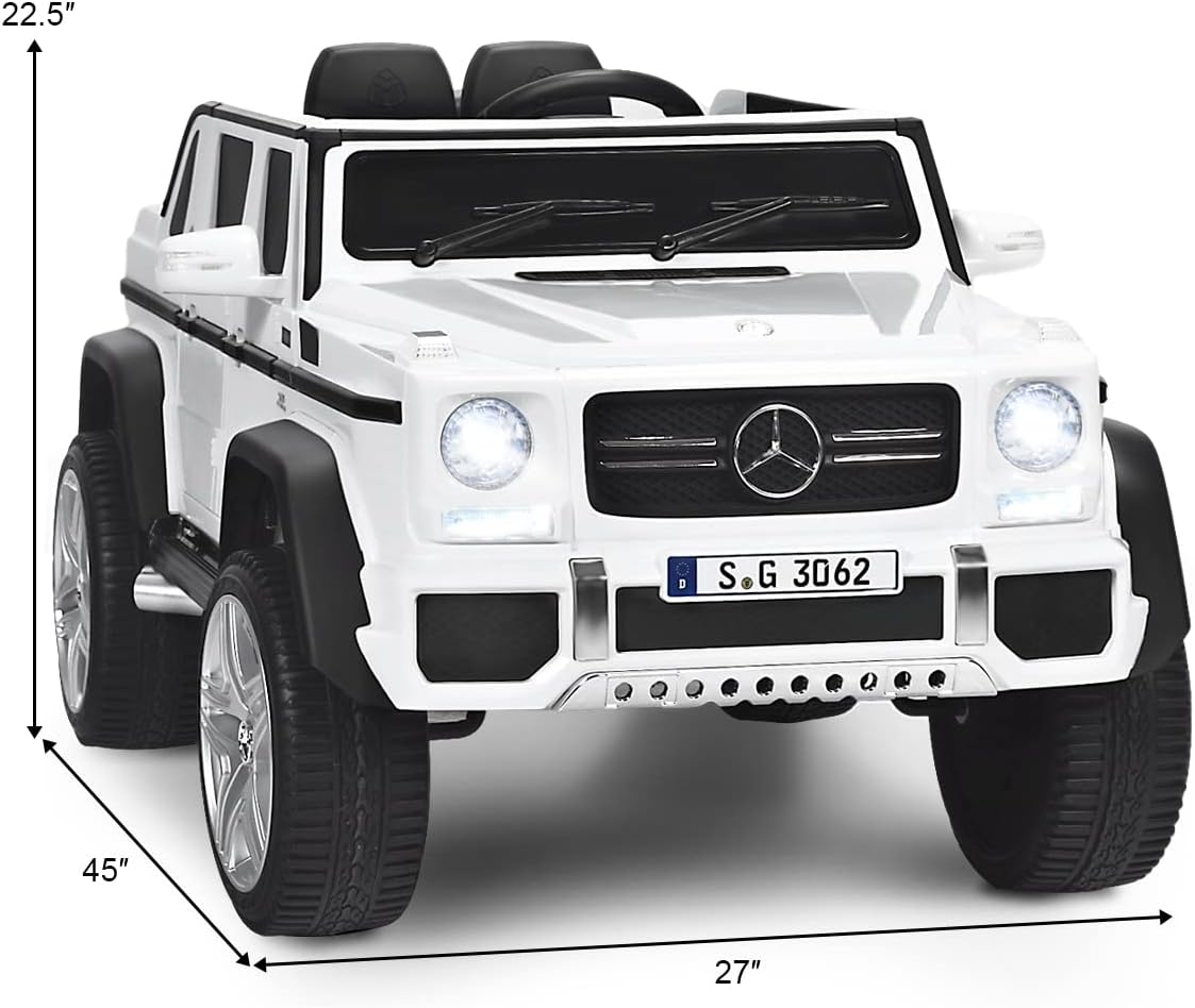 Costzon Ride on Car, Licensed Mercedes-Benz Maybach, 12V Battery Powered Vehicle Toy w/ 2 Motors, Remote Control, 3 Speeds, Lights, Horn, Music, Aux, Storage, Truck, Electric Car for Kids (White) - Image 7