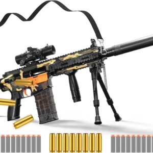 JellyBullet Foam Blaster 721018, Larmside Manul Blaster with Soft Bullets, Shell Ejecting Foam Blaster Outdoor Game, Shooting Fun, Age 18+ (Green)