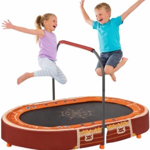 Indoor Trampoline, 55″ Foldable Trampoline with Handle, Oval Trampoline for Kids, Play Rebounder, Kids Trampoline Indoor, Gift for Girls Age 3+