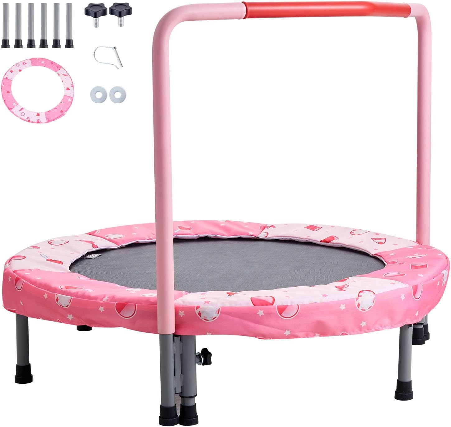 VEVOR 36" Kids Trampoline, 3FT Indoor Outdoor Trampoline, Foldable Mini Trampolines with Handle, Rebounder for Toddlers, Birthday Gift for 3+ Years Children, Boys Girls for Fun, Red - Image 9