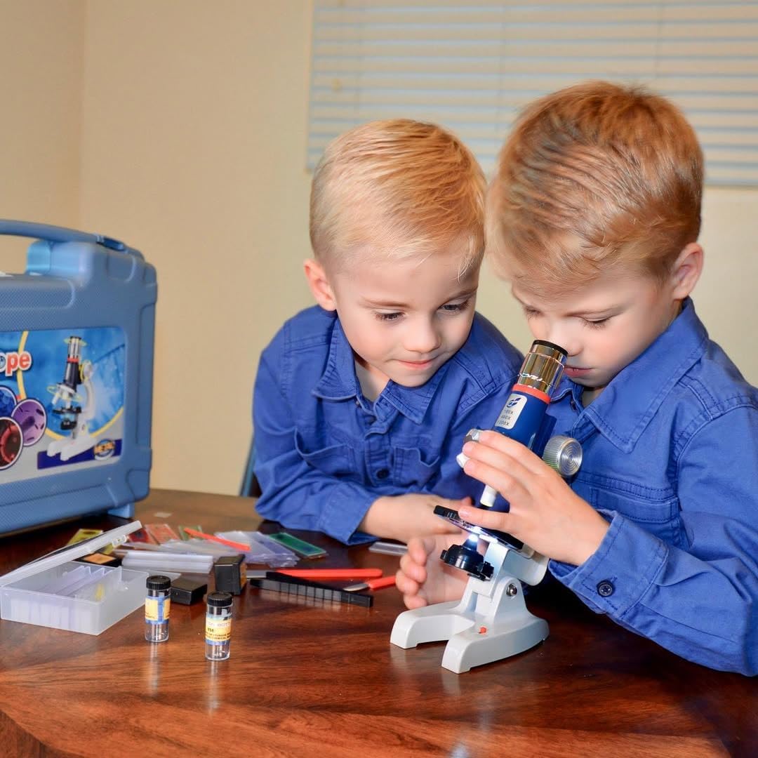 58-Piece Kids Microscope Kit - 100X-1200X Magnification, Metal Body, LED Light, Carrying Box - Science Experiment Toy for Kids Ages 5-12 - Image 6