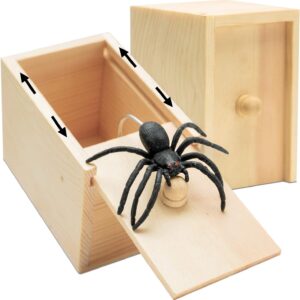 Motiloo Original Spider Prank Box,Handdmade Wooden Pop Out Rubber Spider Scare Box Joke Toys Prank for Kids & Adults Prank Gift Halloween