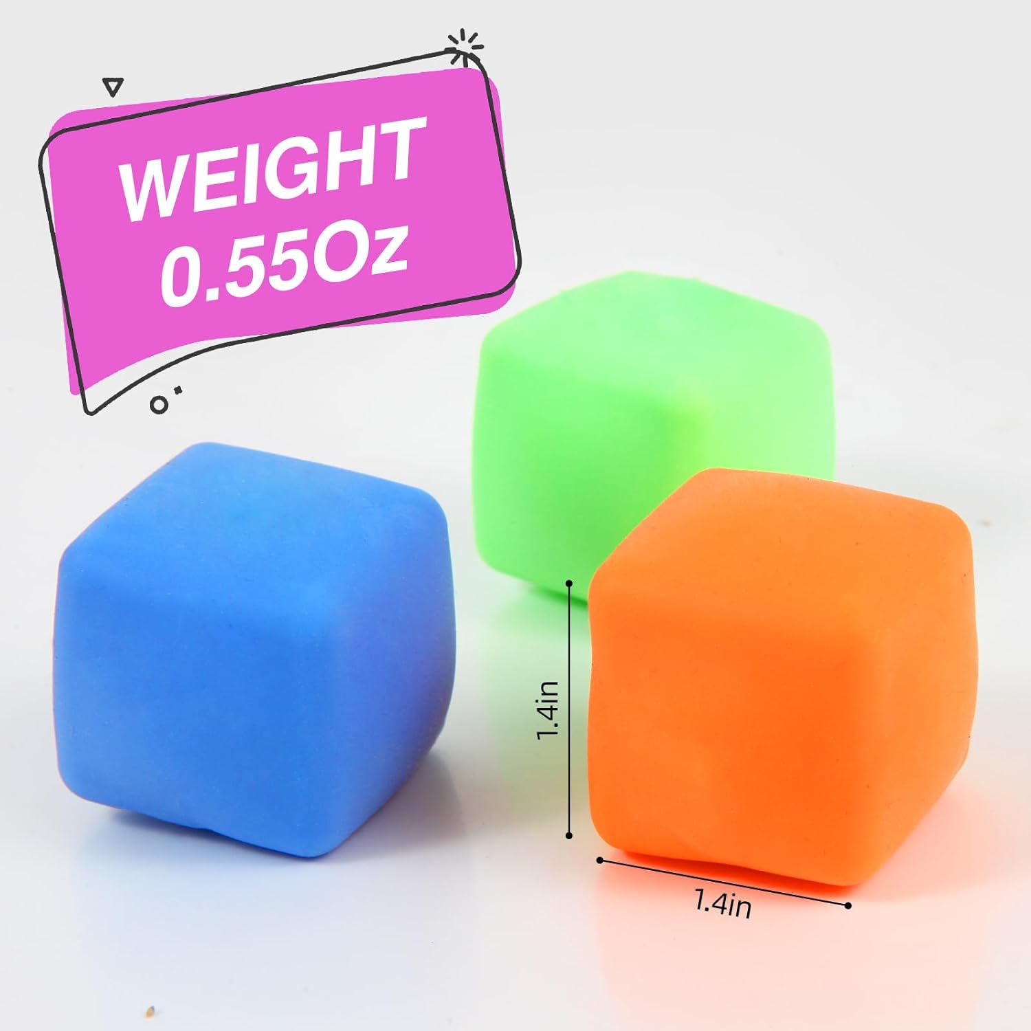 24 Pack Slow Rising Stress Cube , Dough Stress Balls Soft Fidget Squishy Toys for Anxiety Relief, Pull Stretch Classroom Prize Party Favors Toys for Kids - Image 2