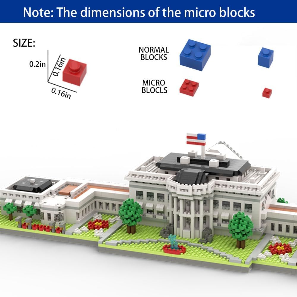 SEMKY Micro Mini Blocks White House Famous Landmark Model Set,(3000Pieces) -Building and Architecture Toys Gifts for Kid and Adult - Image 2