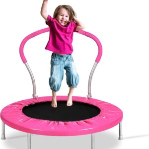 Lyromix Mini Trampoline for Kids, Indoor Toddler Trampoline with Handle, Child Small Rebounder Trampoline for Indoor and Outdoor Use