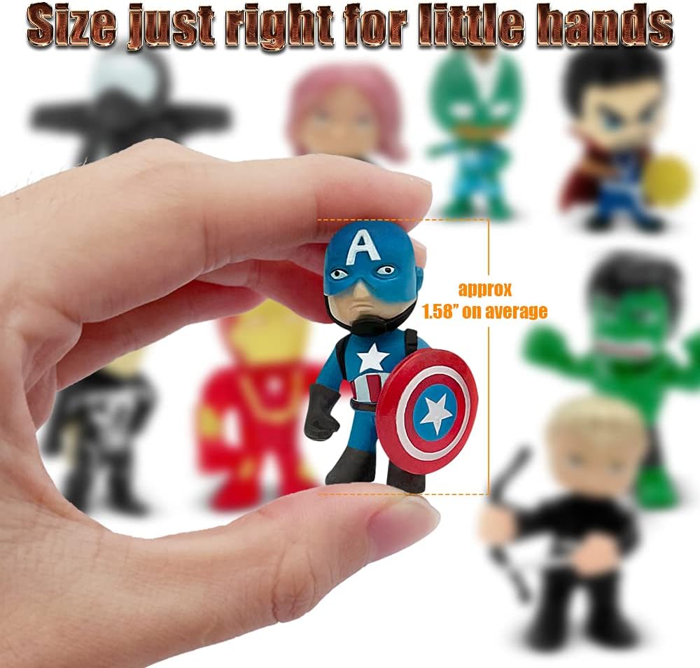 Mini Superhero Toys, 26PCS Minifigures Small Action Figures Superhero Party Birthday Decorations for Kids’ Christmas Stocking, Easter Eggs Cake Toppers Collectibles - Image 2
