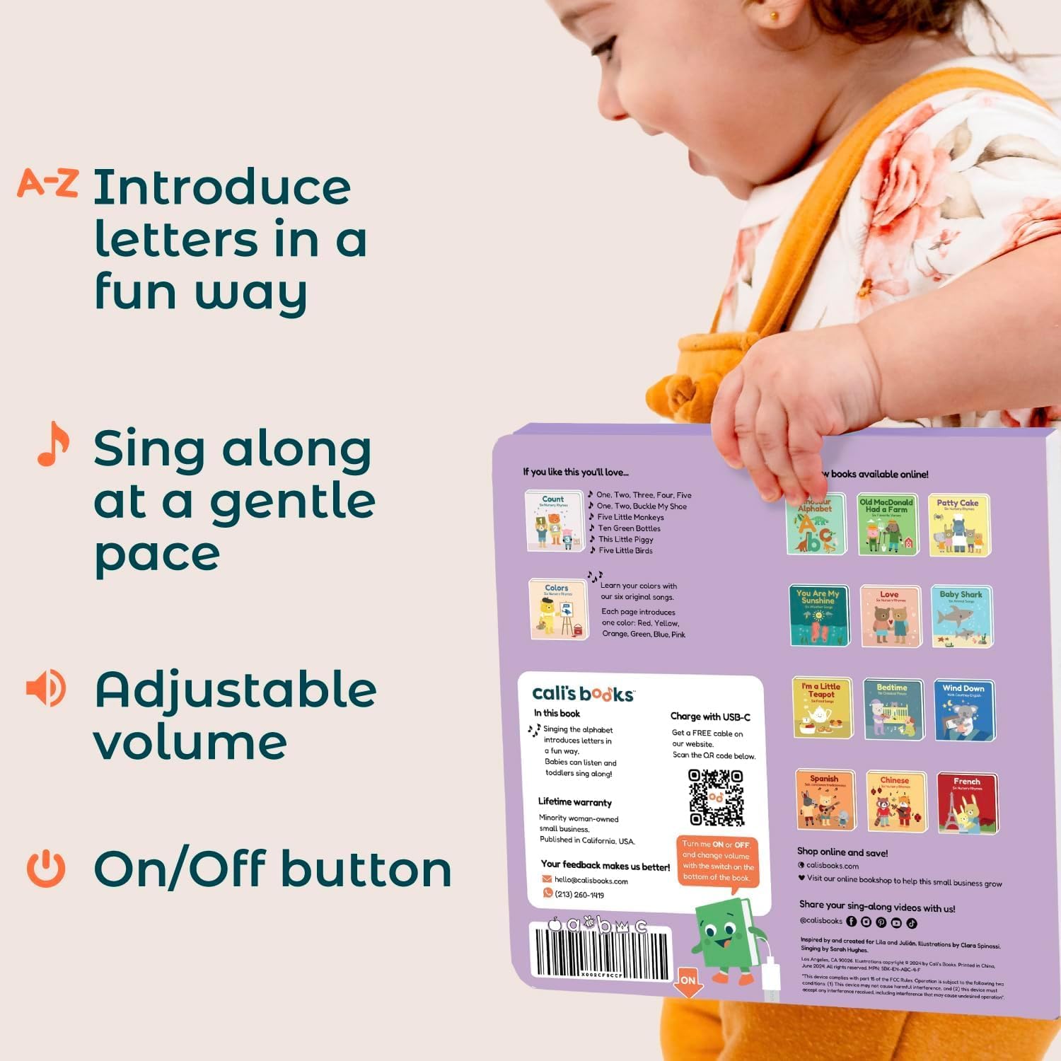 Cali's Books Alphabet Book for Toddlers 1-3 - Learn ABC, Musical Books for Kids, Interactive Talking Baby Toddler Sound Book, Educational Song Learning Toys, Singing and Speech Music Toy for Babies - Image 5