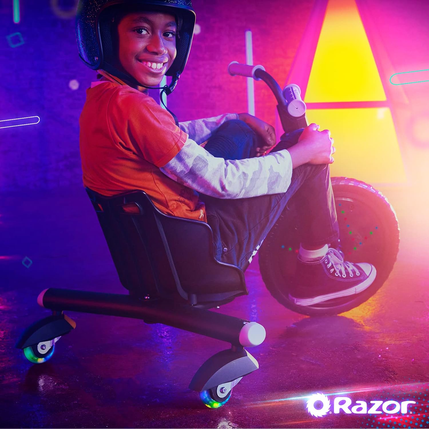 Razor RipRider 360 Lightshow – Trike with Rear Casters and with Motion-Activated Multi-Color Lights, 3 Wheeled Drifting Ride-On for Kids Ages 5 and Up - Image 13
