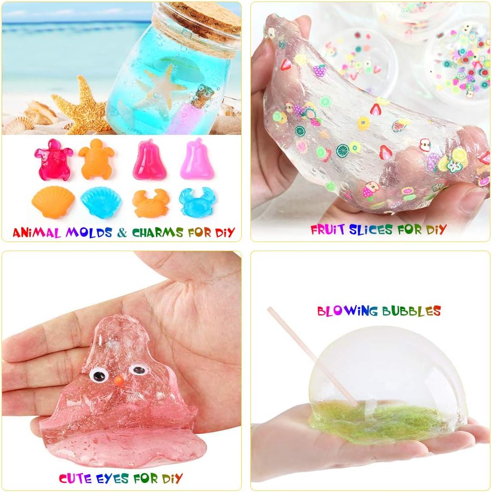 Slime Supplies Kit, 135 Pack Slime Making Kit 30 Crystal Slime, Glitter Jars, Charms, Sugar Paper, Foam Beads, Fishbowl Beads, Toy Cups, Slices, Air Dry Clay and Tools for Kids Girls by WINLIP - Image 4