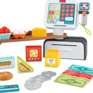 Fisher-Price Toddler Learning Toy Laugh & Learn Count & Shop Cash Register Play Store with 20 Pieces for Pretend Play Kids Ages 2+ Years