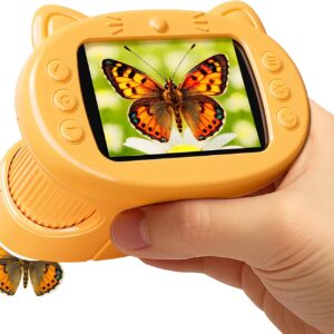 Handheld Digital Mini Microscope for Kids: 1000X 4K Portable Pocket 2.4″ Screen Microscopes Toys STEM Electronic Learning Educational Science Kit 8-12 Birthday Gift 4 5 6 7 Year Old Boy Girl (Yellow)