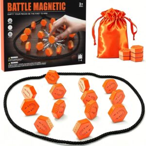 20-Piece Magnetic Chess Game with Textured Stones & Rope | Strategic Standing Play for Kids & Adults | Family, Party, Travel & Camping Puzzle Strategy Games