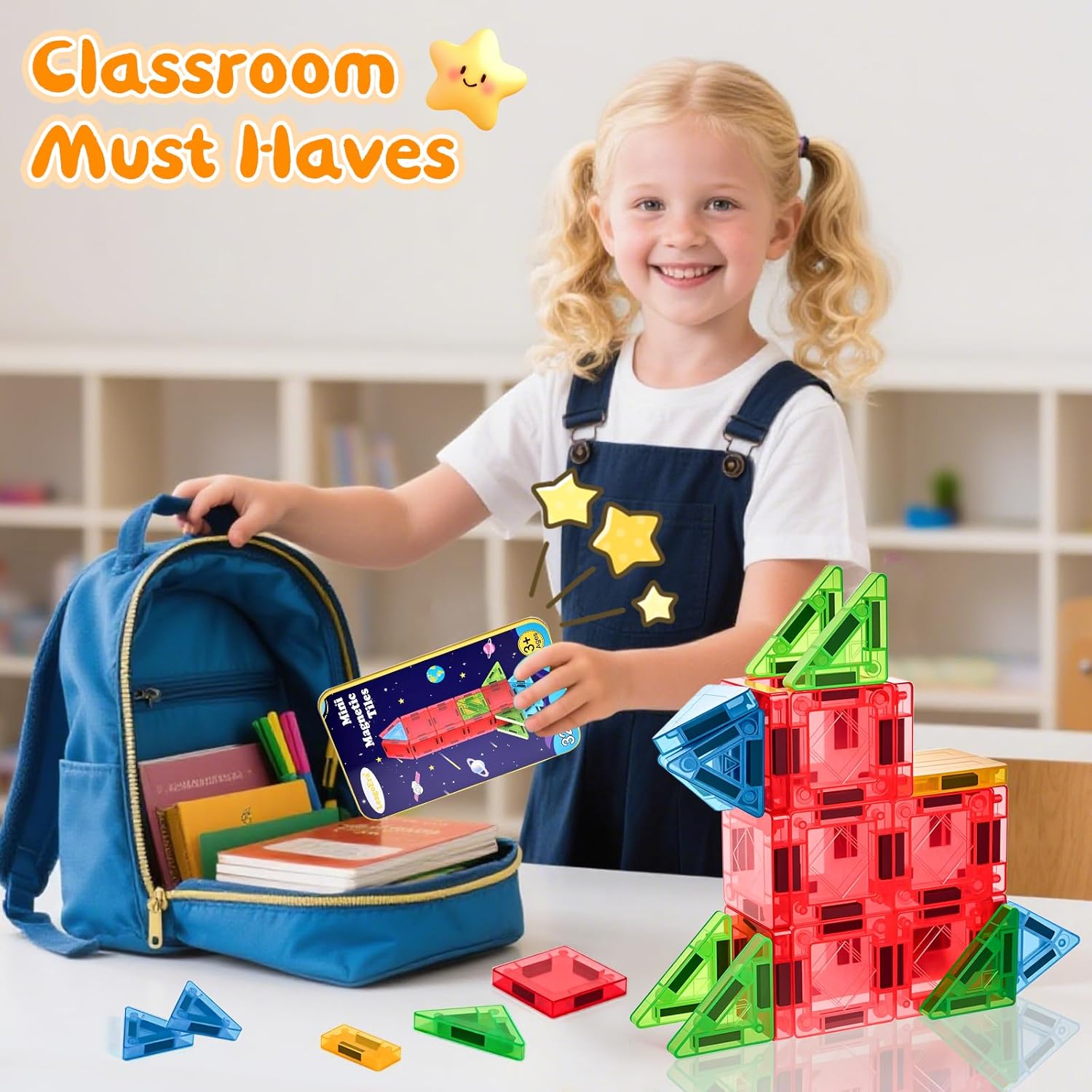 Magnetic Tiles Magnetic Blocks Building Toy: Portable Mini Magnetic Tiles Travel Set 32 Pieces Montessori Toys Birthday Gift for Kids Girls and Boys Ages 3-12 Years Old Preschool Classroom Must Haves - Image 3