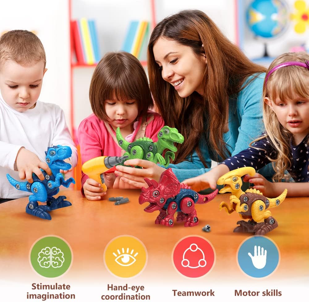 Dinosaur Toys for 3, 4, 5, 6, 7 Year Old Boys, Take Apart Toys with Electric Drill for Kids, STEM Educational Construction Building Toy, Ideal Birthday Christmas Easter Gifts, Incl Tyrannosaurus Rex - Image 6