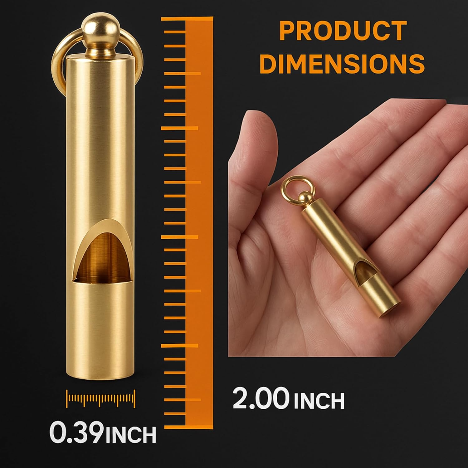 Loudest Brass Whistle — The Original 2-Inch Premium Emergency Whistle 125db+ One Piece Outdoor Survival Whistle On Key-Chain or Hang Around Your Neck and Carry it Anywhere! - Image 6
