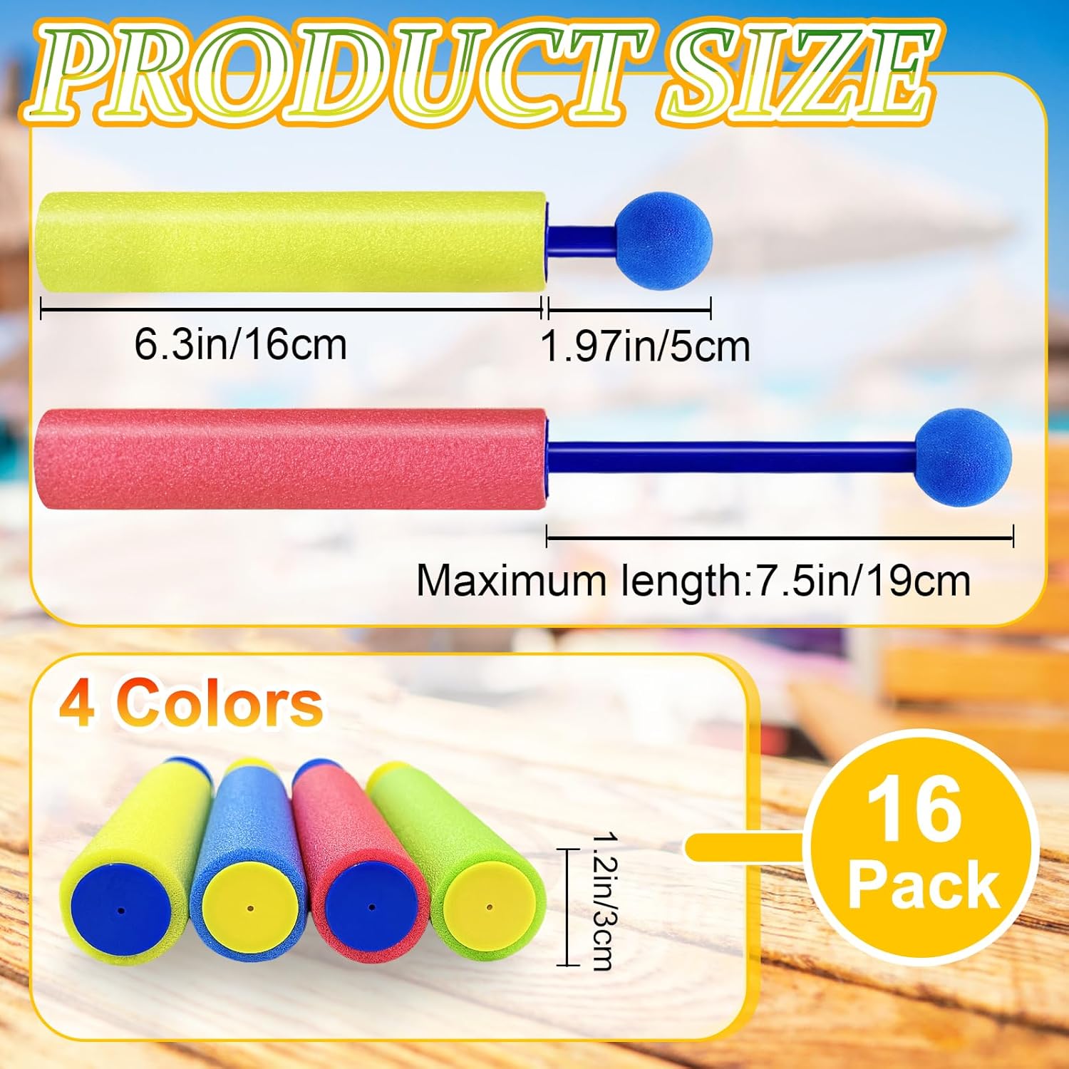 16 Pack Water Guns for Kids, Foam Water Blaster Soaker Squirt Guns for Kids & Adults, Summer Outdoor Pool Beach Toys, Party Favors, Family Games - Image 2
