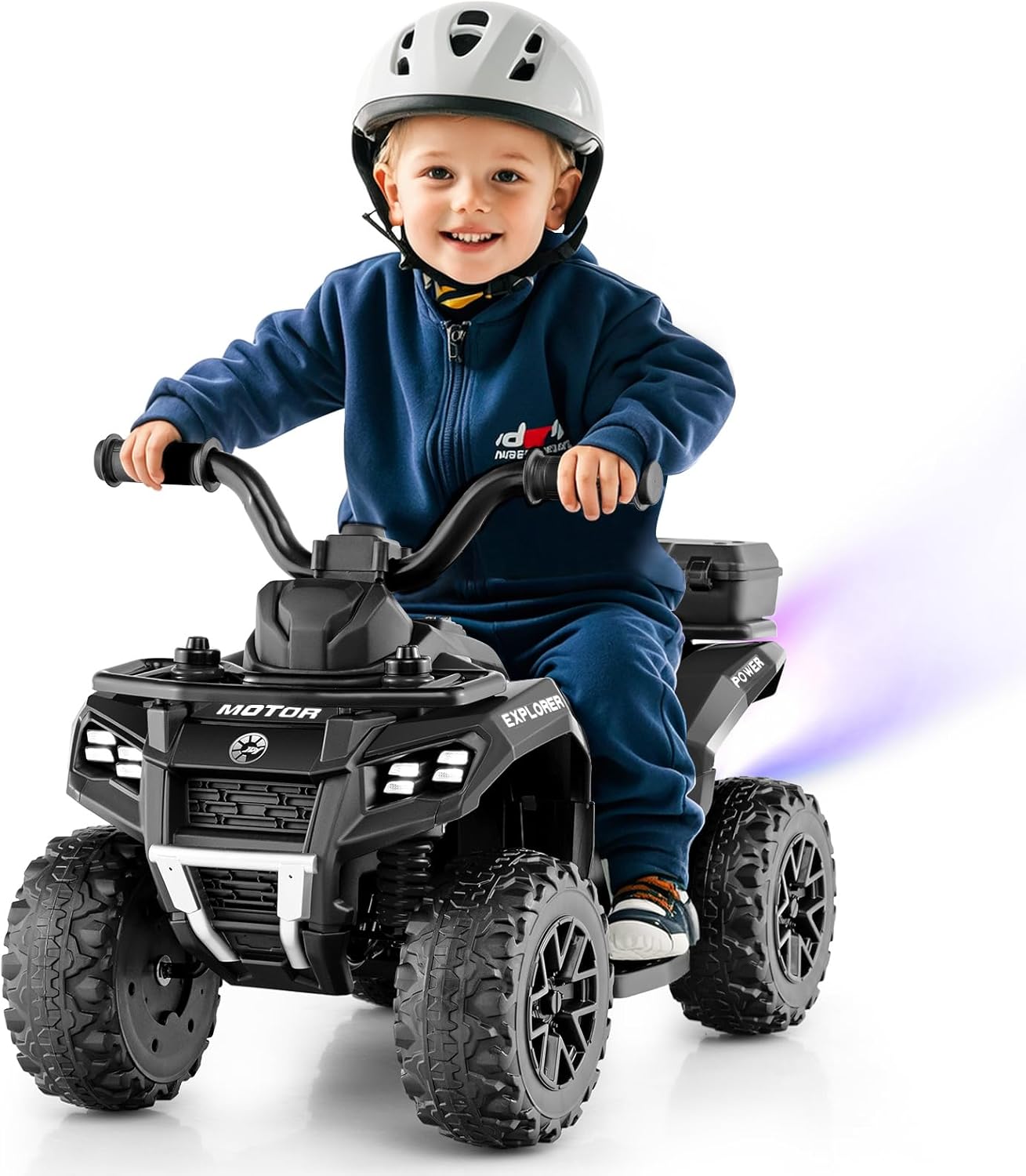 OLAKIDS Kids ATV with Spray Function, Remote Control, Storage Trunk, 6V Toddler Ride on Toy, Black - Image 9