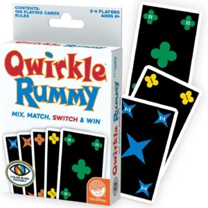 MindWare Qwirkle Rummy Card Game – Strategy Games for Adults and Family – Fun Family Games & Party Games for Adults – Match Shapes & Colors, Score Qwirkles to Win – Ages 8 and Up