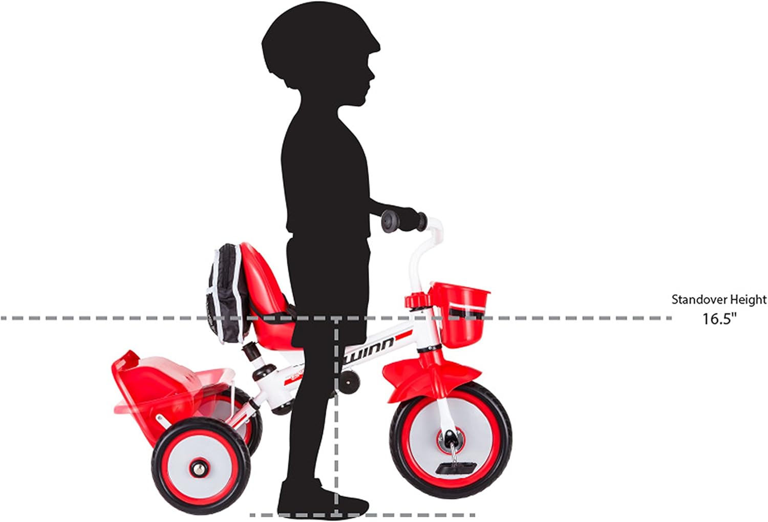 Schwinn Easy Steer Bike for Toddler, Kids Tricycle with Removable Push handle, Steel Trike Frame, Boys and Girls Ages 2-4 Year Old, Red/White, 8" - Image 6
