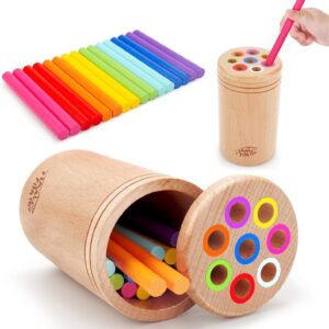 SMALL FISH Montessori Toys for 1-3 Year Old: Wooden Learning Color Sorting Toys for Toddlers Age 1 2 3, Fine Motor Developmental Sensory Travel Toys, Busy Board 18 Month Old Baby Gifts Boys Girls