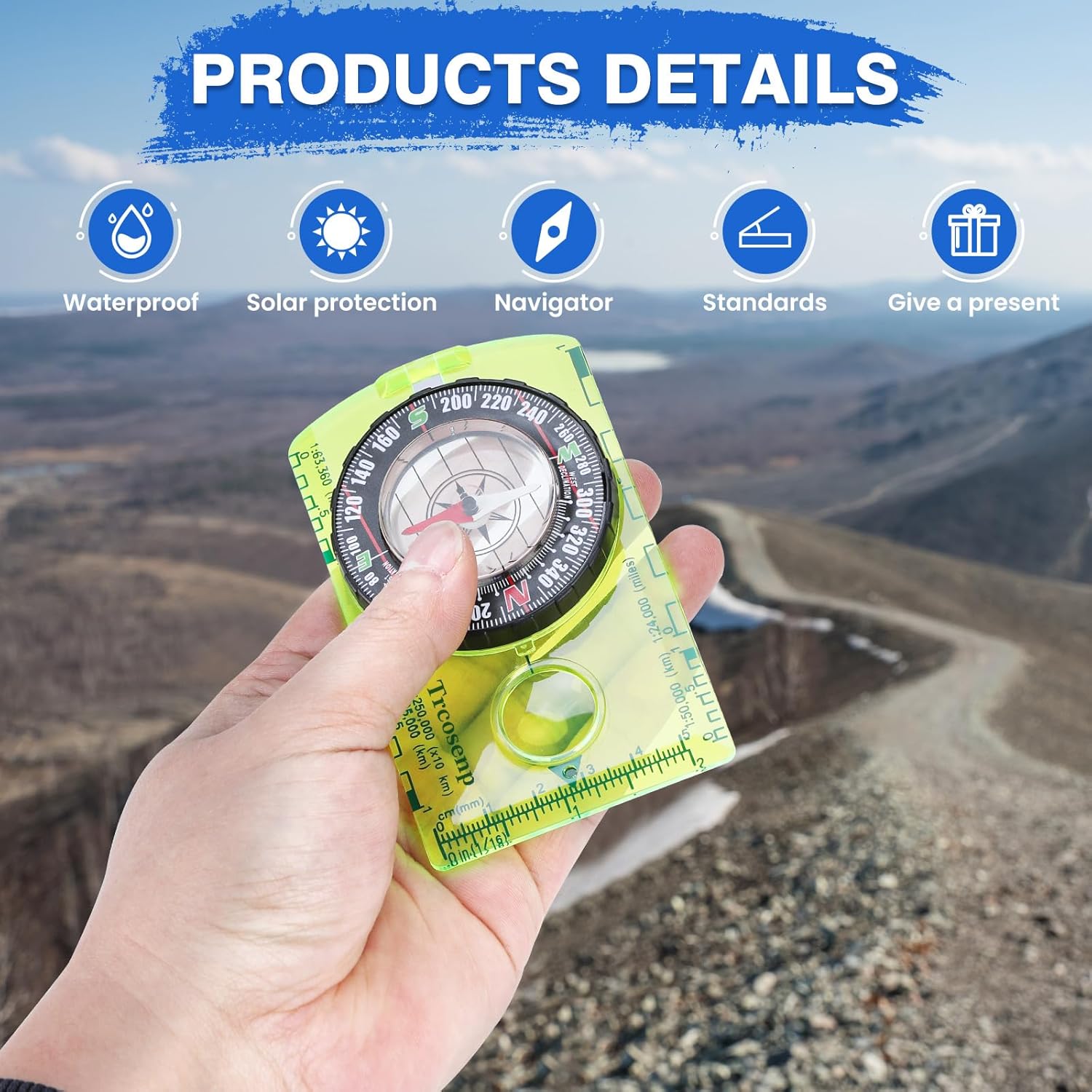 Multifunctional Waterproof Orienteering Compass Mini Portable Survival Compass for Map Reading, Hiking, Camping, Backpacking, Perfect Outdoor Scout Gifts for Kids, Orange - Image 6