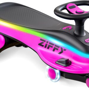 JOVA ZIFFY 45W 5.5A Electric Wiggle Car with Pedal, Light-Up, Rechargeable Battery, 2-in-1 Swing Car, 2 Speed Ride-On Toy, Anti-Rollover, Flashing Wheels, for Ages 3+ (Up to 110 lbs)