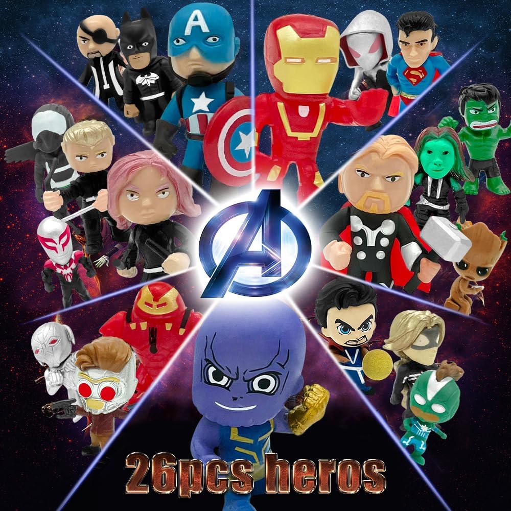 Mini Superhero Toys, 26PCS Minifigures Small Action Figures Superhero Party Birthday Decorations for Kids’ Christmas Stocking, Easter Eggs Cake Toppers Collectibles - Image 5