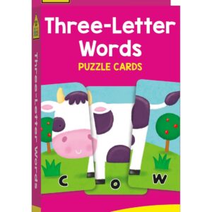 School Zone Three-Letter Words Puzzle Cards: 56 Flash Cards, Toddler, Preschool, Kindergarten, Letter Recognition, Spell Words, Spelling, Word-Picture Recognition, Ages 3+, Packaging May Vary