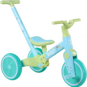 Dynacraft Bluey Riding Toys for Toddlers — 3-in-1 Push Trike & 4-Wheel Balance Bike