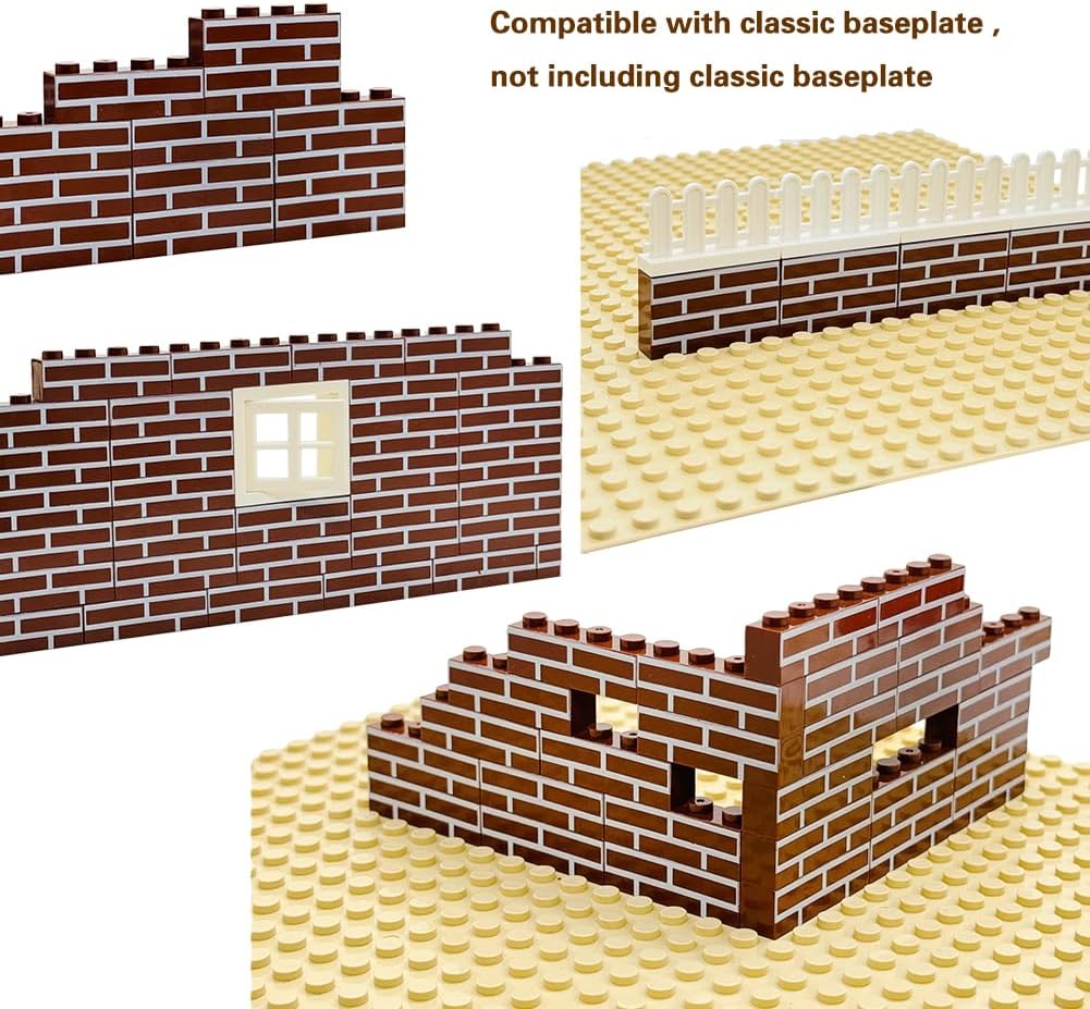 Miutrue 100Pcs Classic Wall Building Bricks,1x4 Masonry Profile Bricks Blocks Parts and Pieces Compatible with Major Brands Construction Toys for Kids 6yrs+ (100Pcs Brown) - Image 4