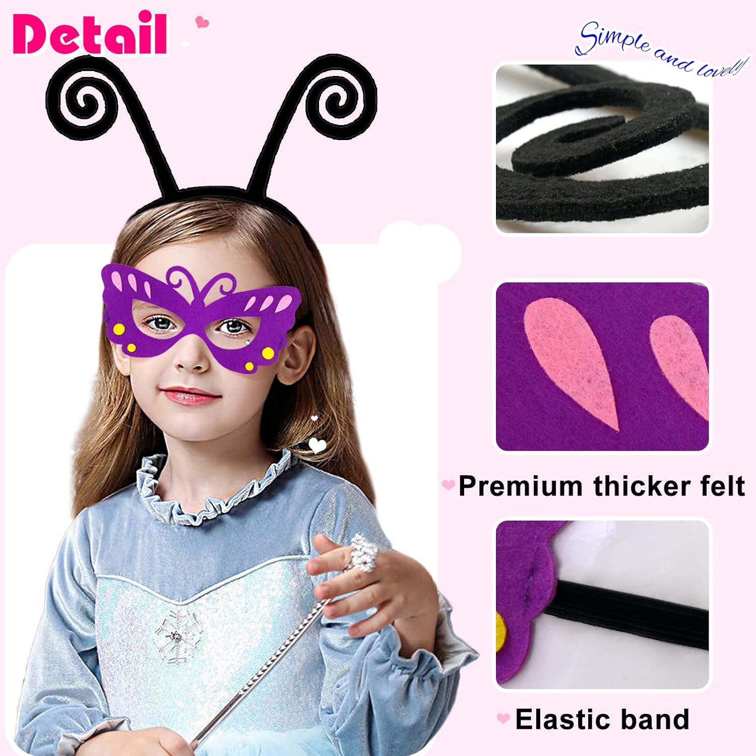 Kids Fairy-Butterfly-Wings-Costume for Girls Toddler Dress-Up Clothes Tutu Antenna Mask Halloween Gifts Party Toys - Image 8