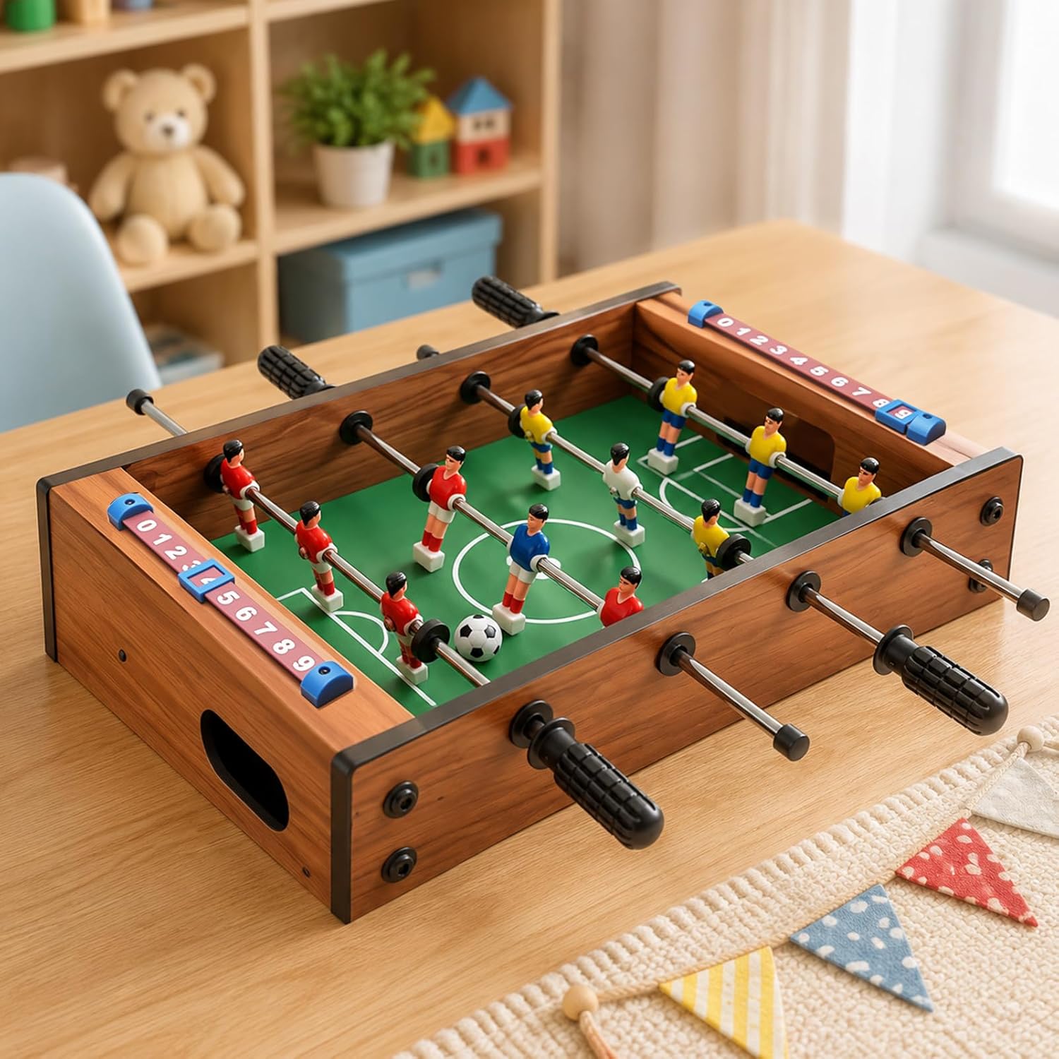Saycker Table Foosball, Mini Football Table Soccer Tabletops Wood Football Table Top w/Footballs, Game Accessories for Adults Family Night Parties Entertainment - Image 8