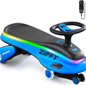 JOVA ZIFFY 45W 5.5A Light-Up Electric Wiggle Car with Pedal, Rechargeable Battery, 2-in-1 Swing Car, 2 Speed Ride-On Toy, Anti-Rollover, Flashing Wheels for Ages 3+ (Up to 110 lbs)