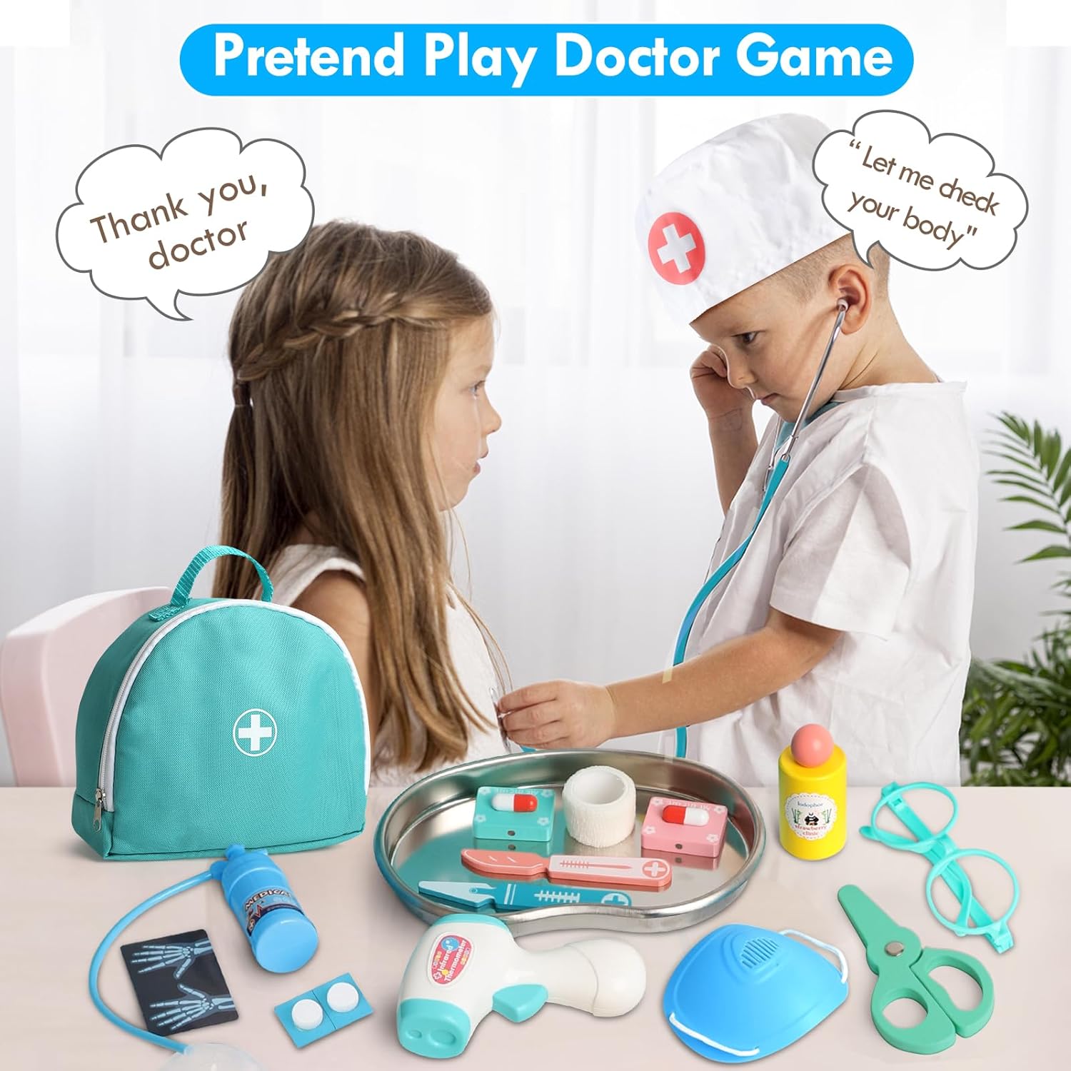 Lehoo Castle Doctor Kit for Toddlers 3-5, Kids Doctors Play Set, Pretend Play with Doctor Costume Toy Stethoscope Medical Kits for Girls Boys 3 4 5 - Image 8