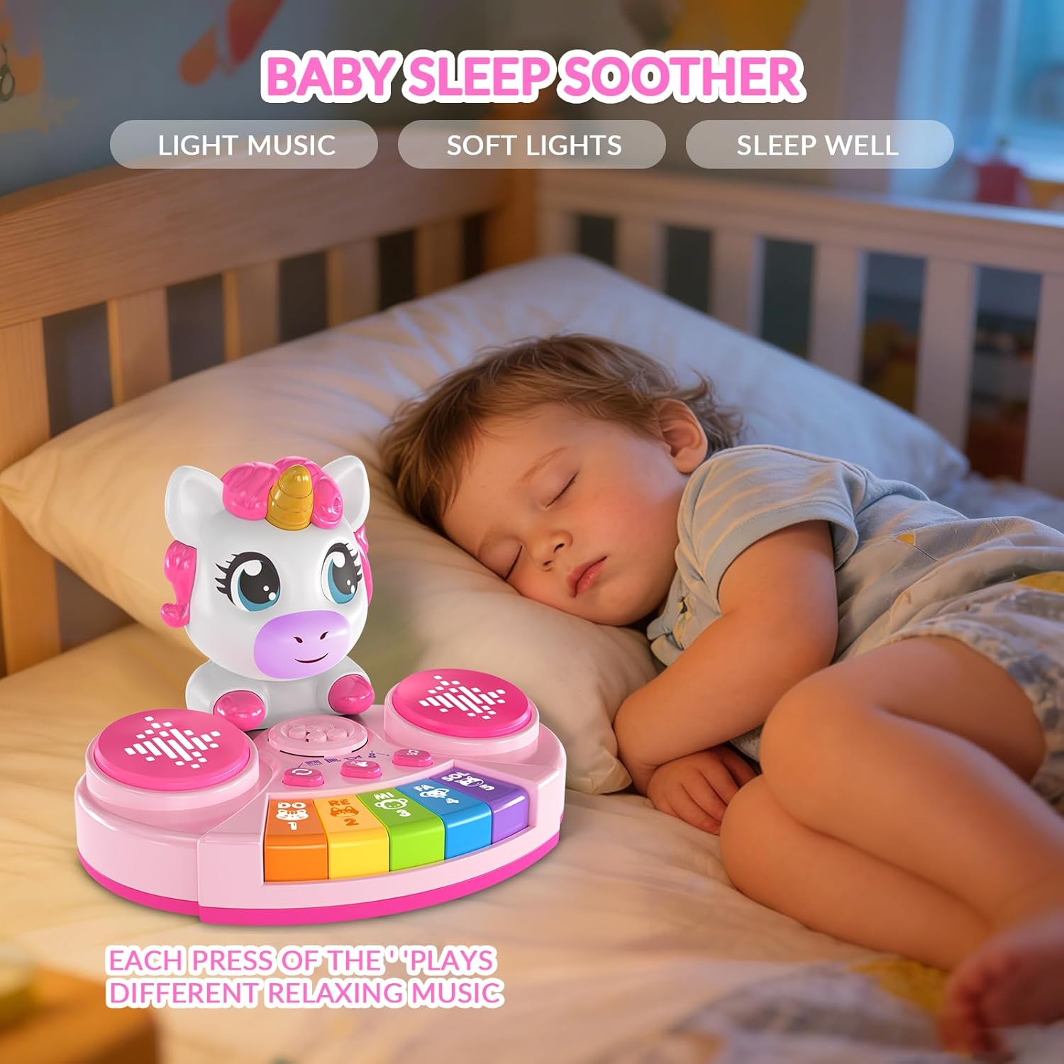Unicorn Baby Piano Toy with Animal Sounds, Light Up Musical Keyboard, Educational Toddler Learning Toys for 1 Year Old Girl, Birthday Gifts 6+ Months - Image 4