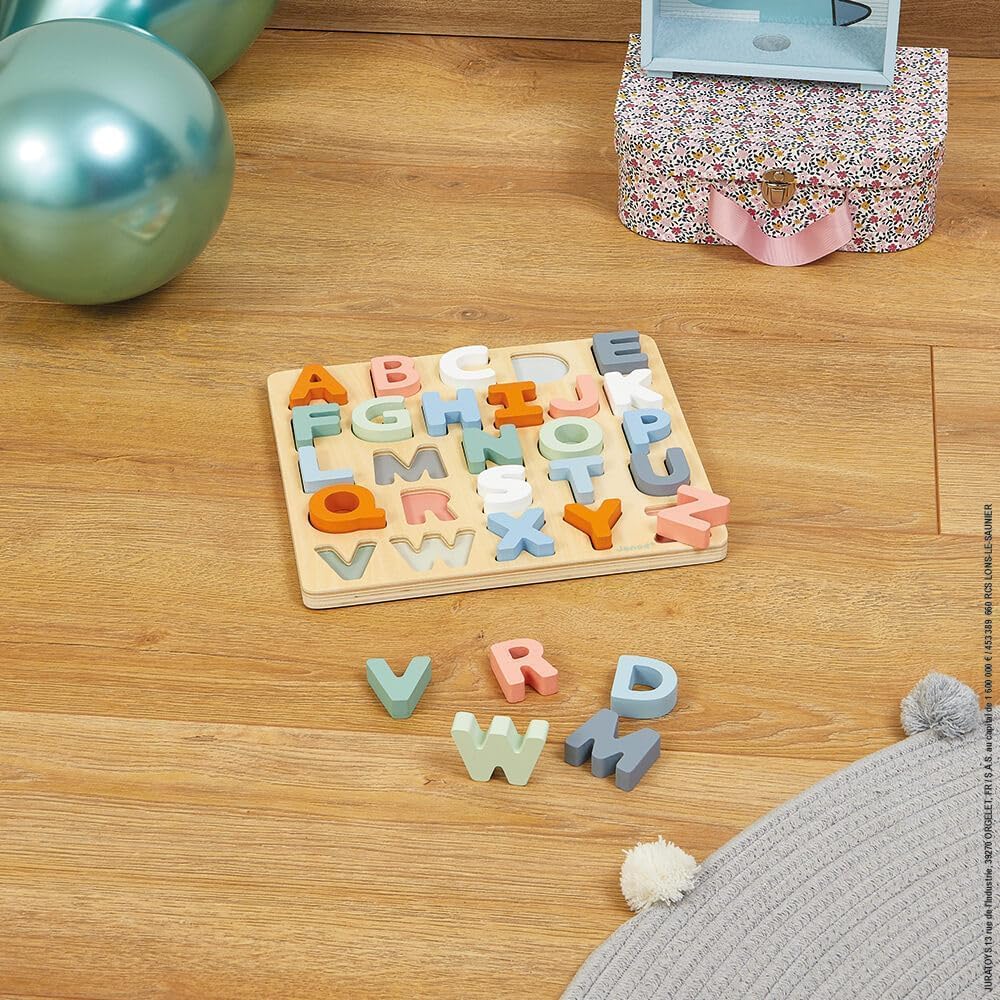 Janod - Sweet Cocoon Wooden Alphabet Learning Puzzle - Alphabet Learning - Stylish Stand-Up Letters - Enhances Language Skills, Boosts Self-Confidence - Includes Chalkboard Feature. - Image 5