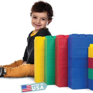 BiggoBlocks Big Blocks for Kids Ages 4-8, Indoor & Outdoor Blocks for Kids Jumbo Games, Large Building Blocks (24 PC) Beginner Set