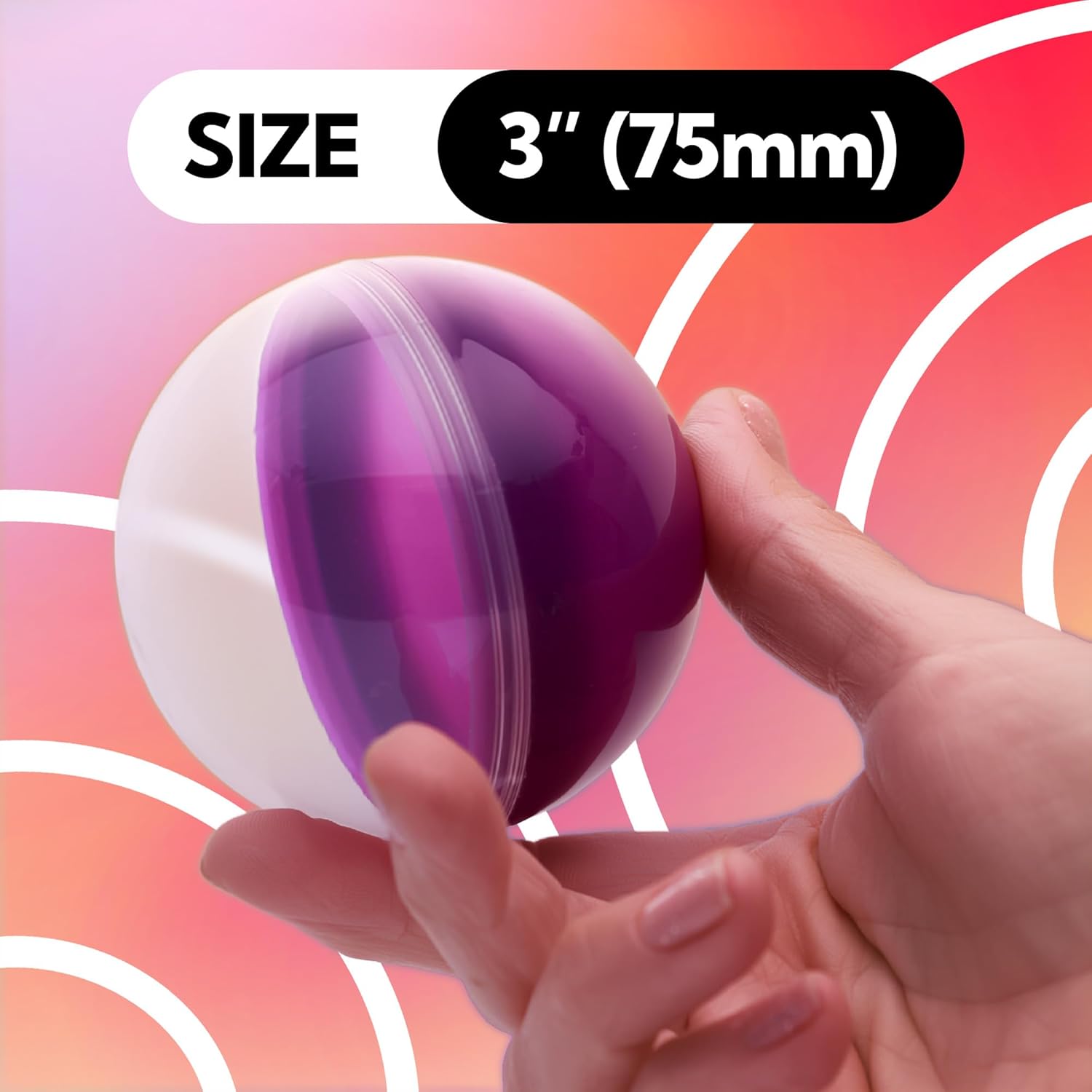 Entervending Vending Machine Capsules - 3" Empty Plastic Capsules - Toy Capsule - 14 Round Large Easter Eggs - Bath Bombs Molds - Party Favors Pinata Stuffers DIY Craft Supplies - Image 2