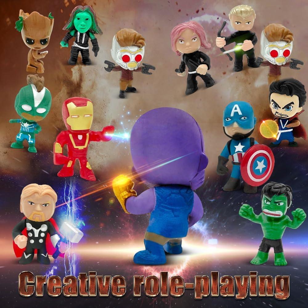 Mini Superhero Toys, 26PCS Minifigures Small Action Figures Superhero Party Birthday Decorations for Kids’ Christmas Stocking, Easter Eggs Cake Toppers Collectibles - Image 3