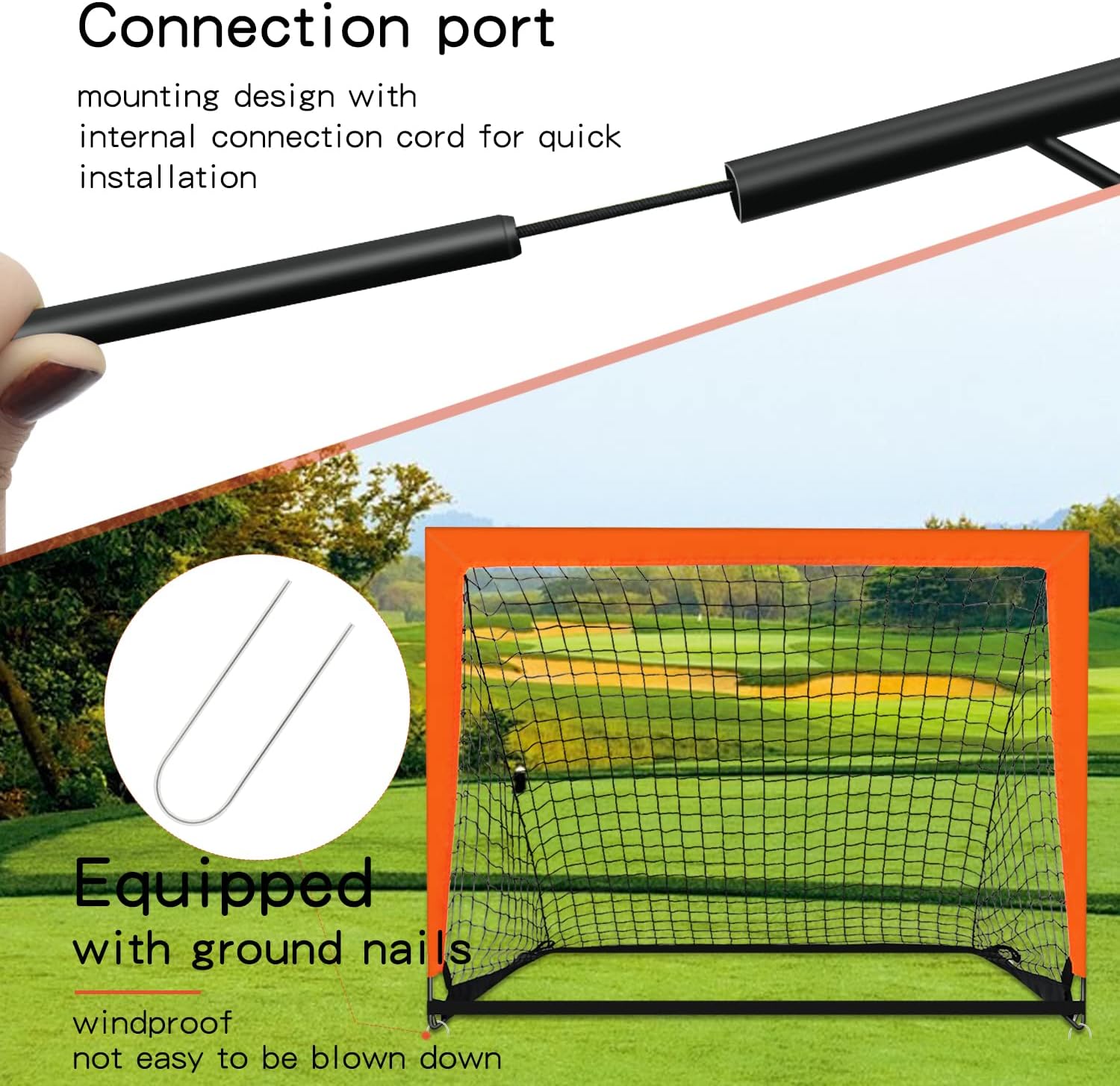 2 Pack 4’ x 3’ Size Portable Kid Soccer Goals for Backyard, Indoor and Outdoor Pop Up Soccer Goals, Orange, Theresduet - Image 5