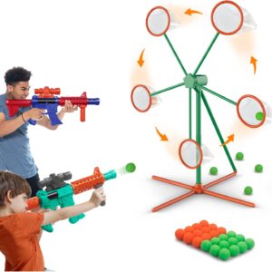Marlrin Shooting Games Toys for Age 5 6 7 8 9 10+ Year Old Boys, Kids Toy Sports & Outdoor Game with Moving Shooting Target & 2 Popper Air Toy Guns & 24 Foam Balls, Gifts for Boys and Girls