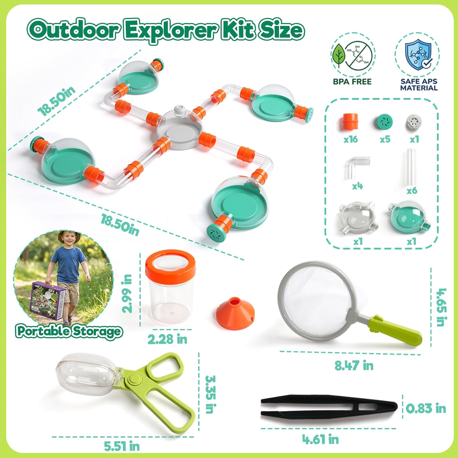 Bug Catcher for Kids, Bug Catcher Kit for Kids with Insect Net and Tweezers, Insect Habitat, Outdoor Toy for Ages 4-8, Bug Box, Birthday Gift for Kids Age 4 5 6 7 8-12 Boys Girls - Image 8