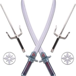 Kangaroo 6 Pcs Ninja Toy Swords for Kids & Ninja Stars Kit – Katana Sword – Plastic Weapons for Boys & Girls Dress up, Cosplay Toy Sword – Easter & Carnival Theme – Ninjas Gear Swords Party Favors
