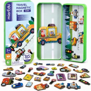 mierEdu Magnetic Dress Up Toy for Kids, Travel Tin Playset with 30+ Mix and Match Pieces, Pretend Play Puzzle Activity for Girls Boys Ages 3+, Princess, Career, Vehicle and Animal Themes