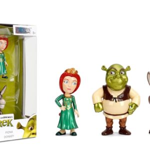 Jada Shrek Metalfigs 4-Pack Movie Collectible Figures 2.5-Inch Die-Cast Scale – Shrek, Donkey, Fiona, Puss in Boots Toys