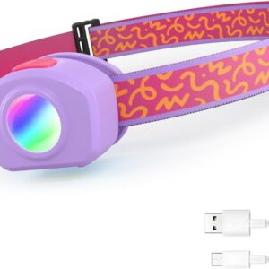 EverBrite LED Headlamp Rechargeable Kids Headlamp with RGB Mode and Adjustable Headband, 3 Modes Multicolor Headlamp for Kids, Bright Kids Head Lamp for Camping, Reading, Exploring, Hiking, Birthday